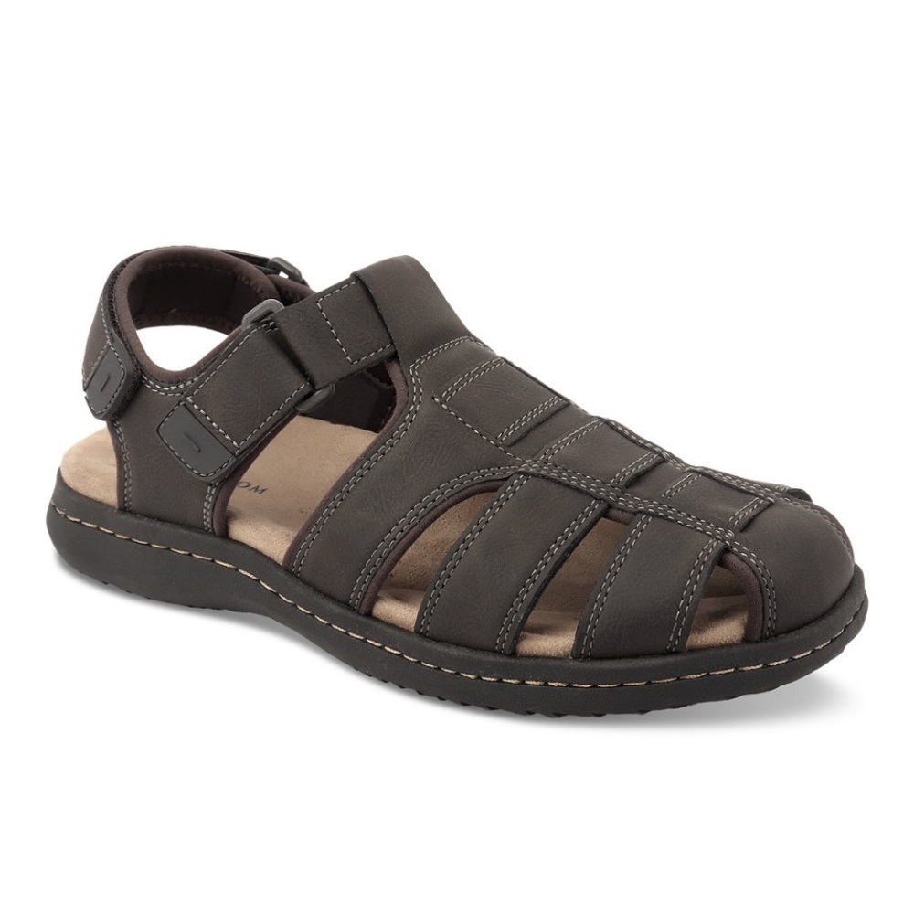 Club Room Men's Closed Toe Leather Fisherman Sandals Dark Brown Comfort Shoes